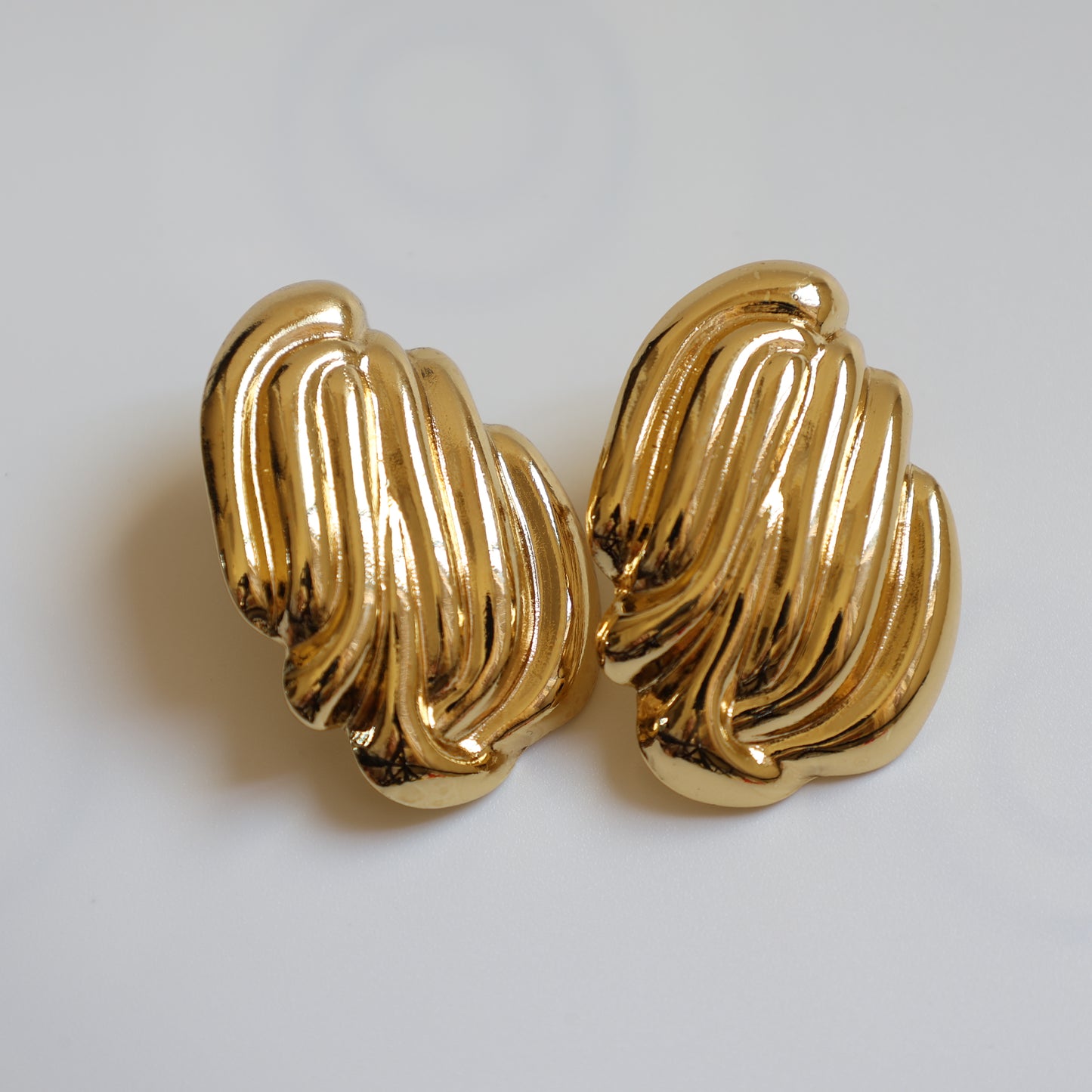 Gold Wave Stud Earrings - image 2