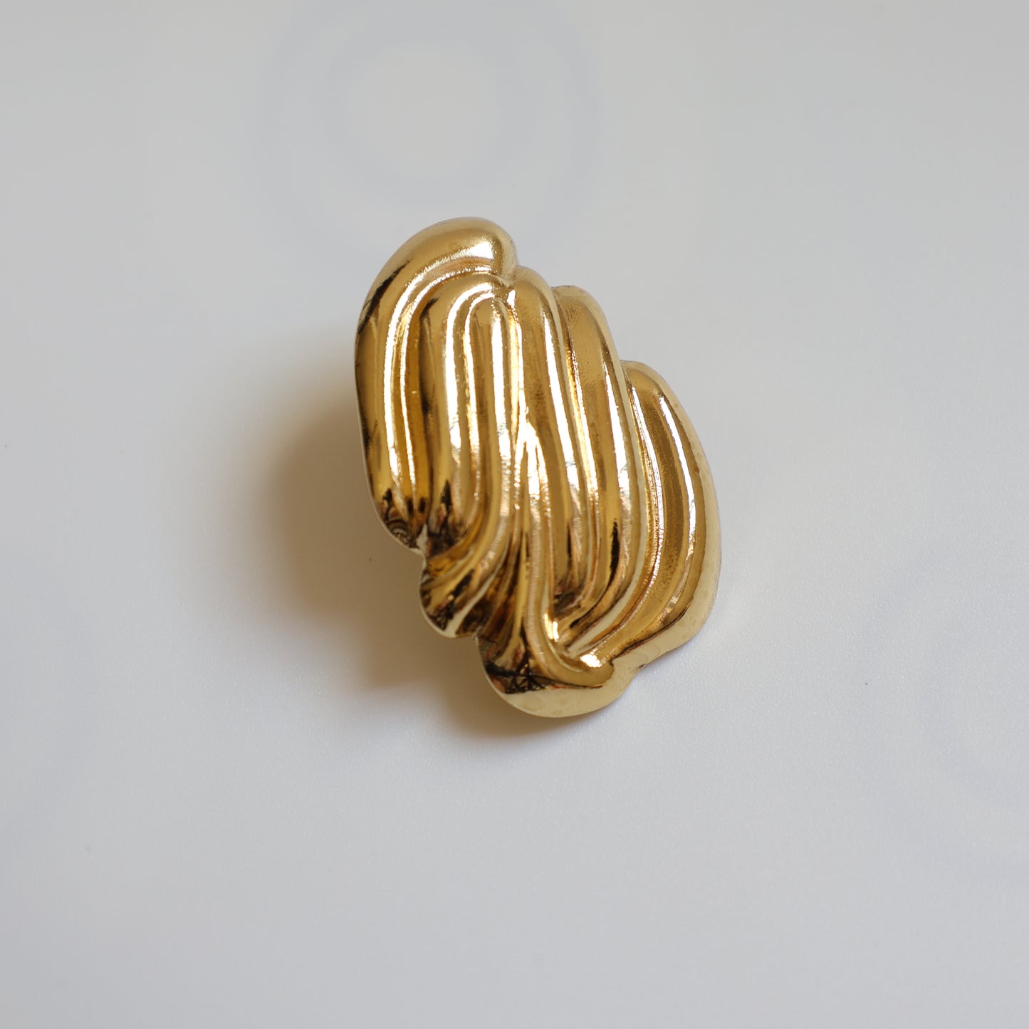 Gold Wave Stud Earrings - image 3