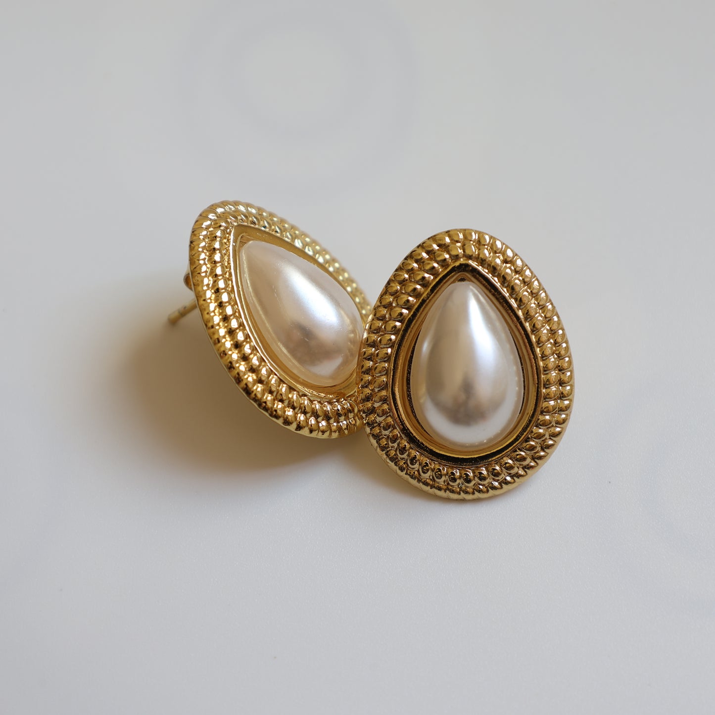 Pearl Teardrop Stud Earrings - image 2