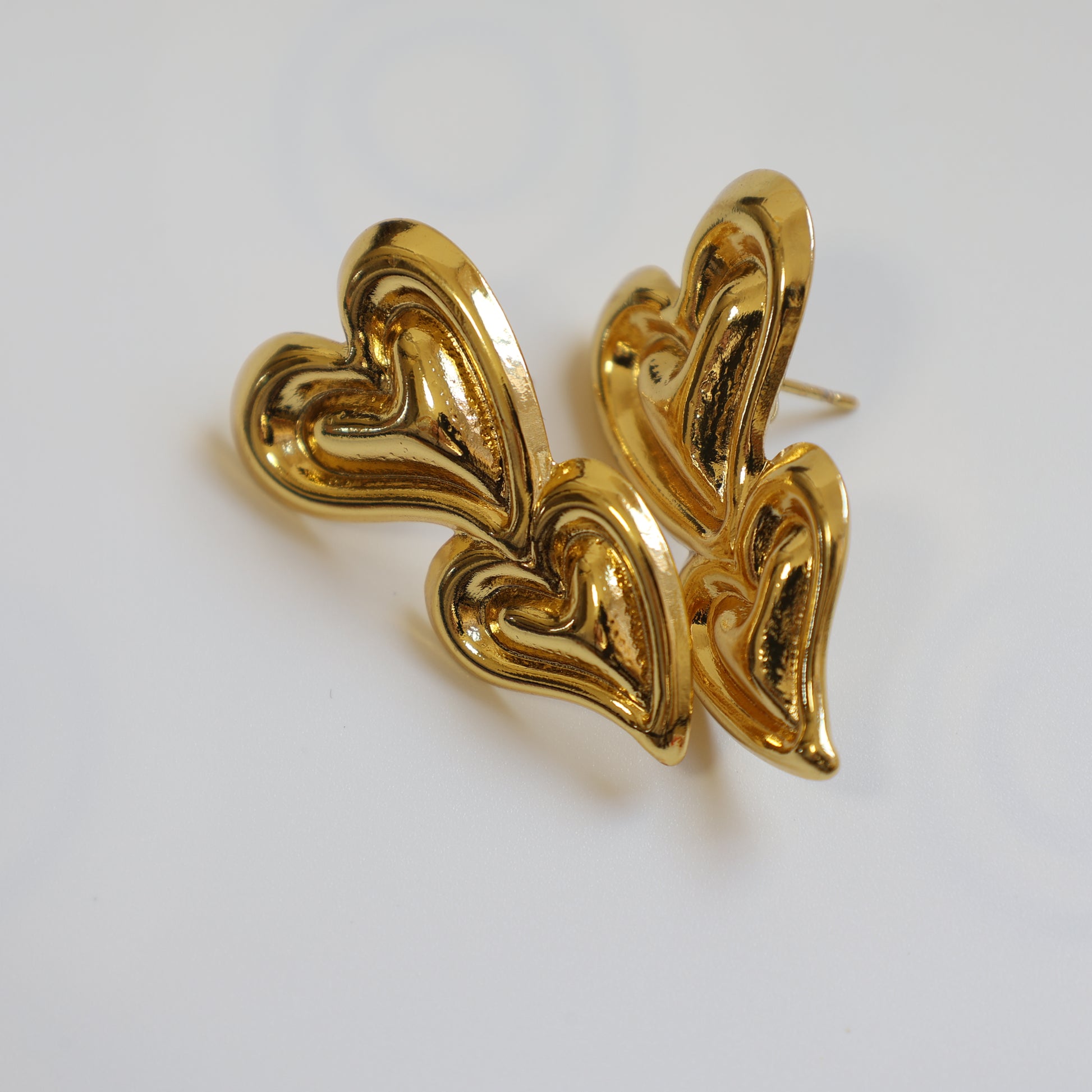 Double Heart Stud Earrings - image 2