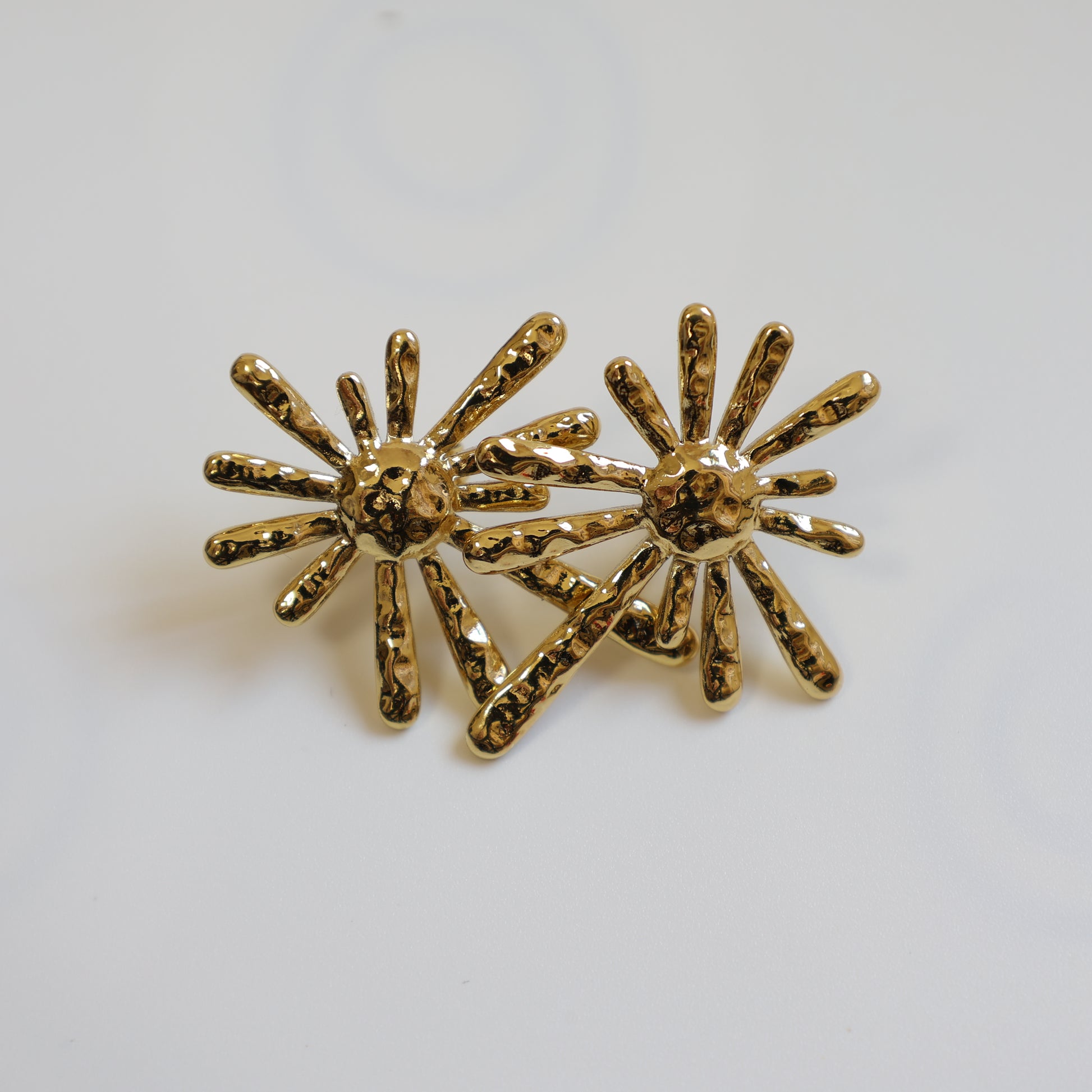 Gold Sunburst Pearl Earrings - image 2