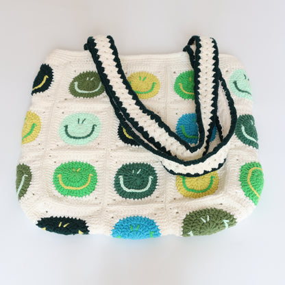 Crochet Smiley Granny Square Tote Bag - image 1