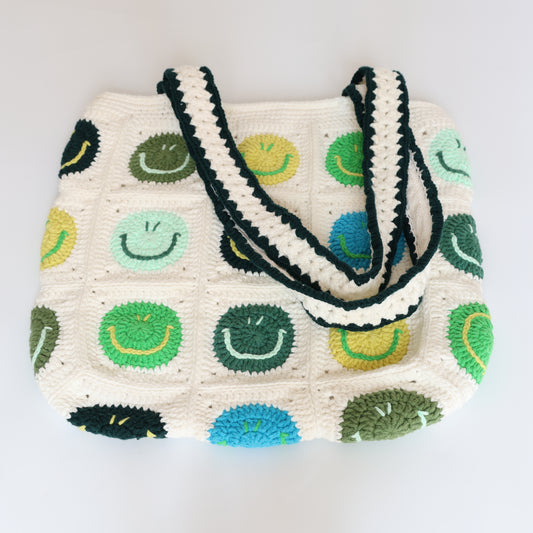 Crochet Smiley Granny Square Tote Bag - image 1