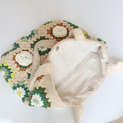 Crochet Camellia Granny Square Tote Bag - image 2