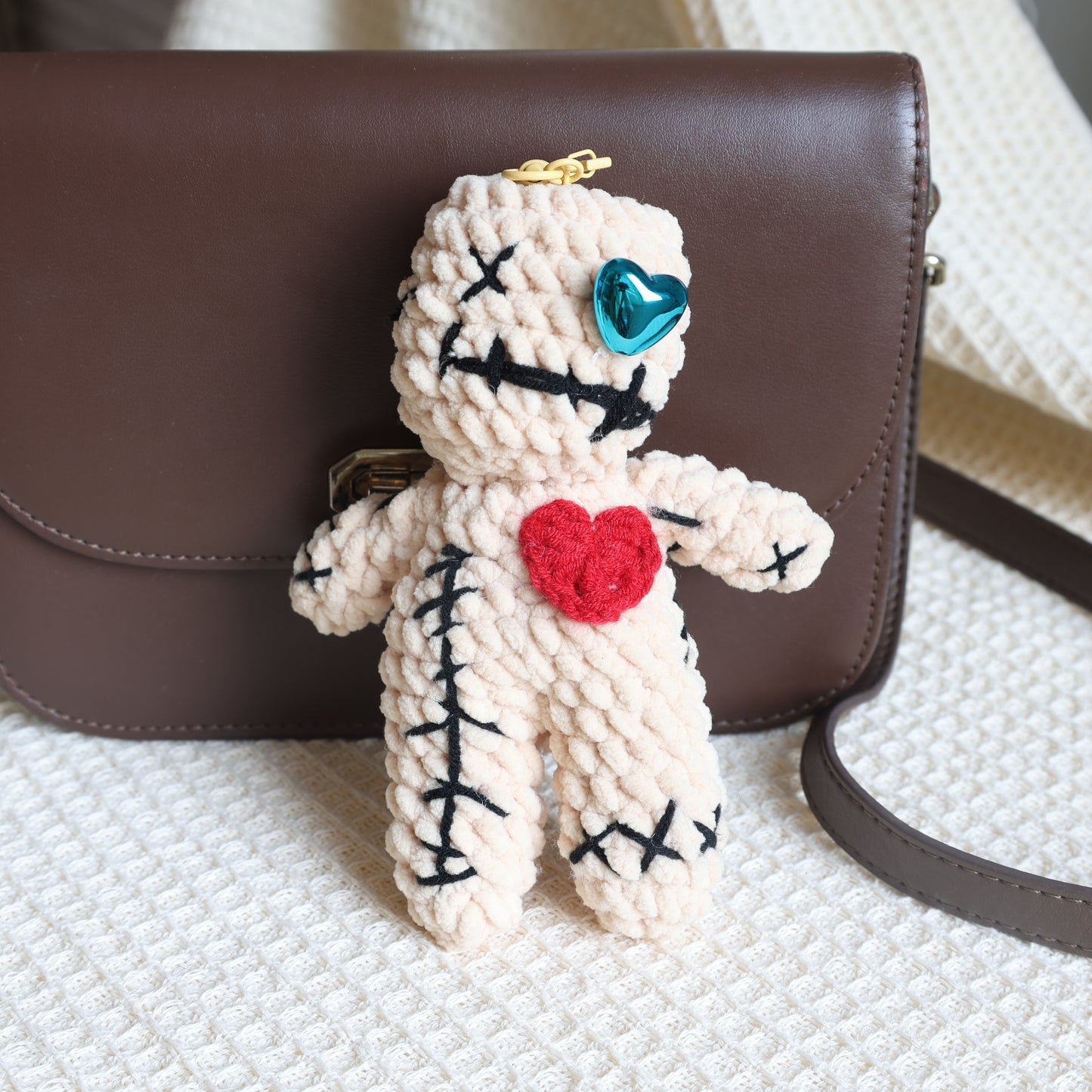 Exclusive Handmade Voodoo Doll Bag Charm, Plush Keychain Tote Bag Accessory