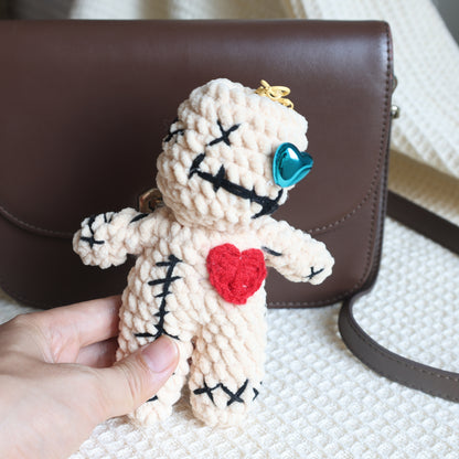 Exclusive Handmade Voodoo Doll Bag Charm, Plush Keychain Tote Bag Accessory