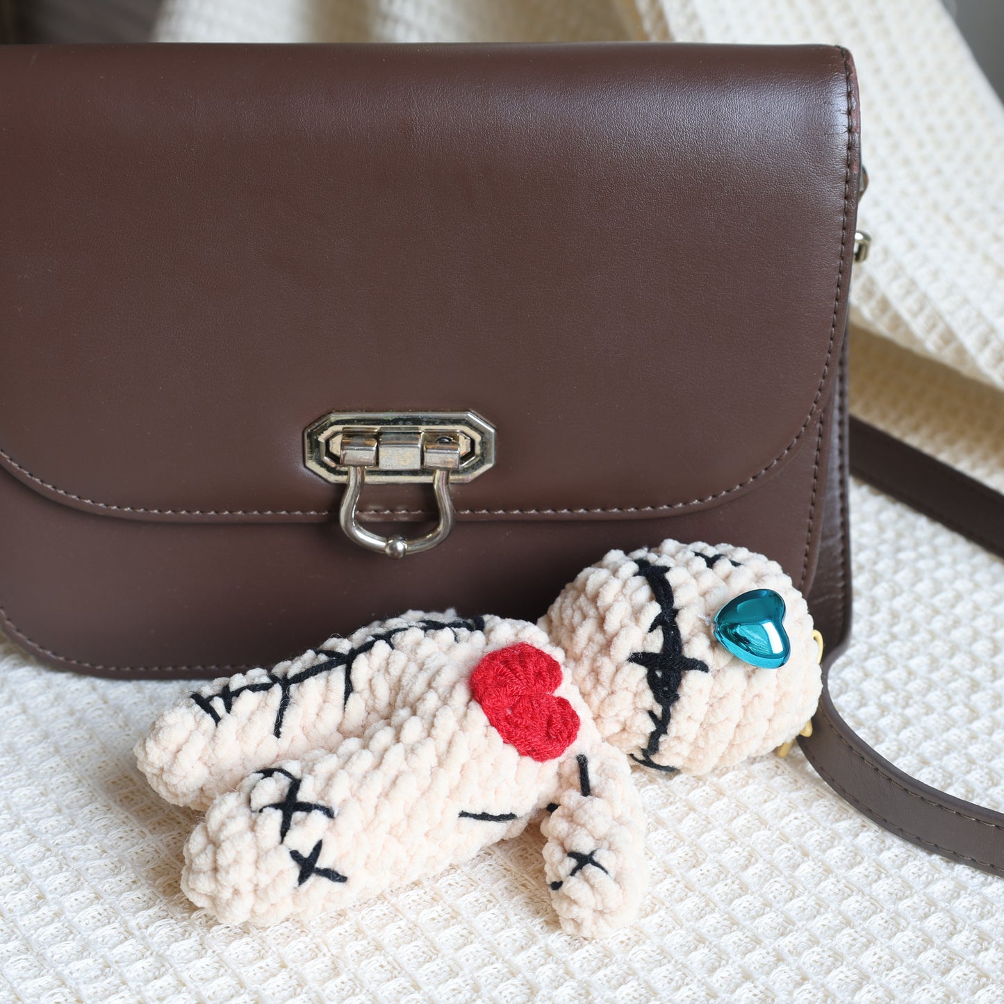 Exclusive Handmade Voodoo Doll Bag Charm, Plush Keychain Tote Bag Accessory
