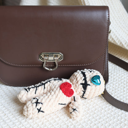 Exclusive Handmade Voodoo Doll Bag Charm, Plush Keychain Tote Bag Accessory