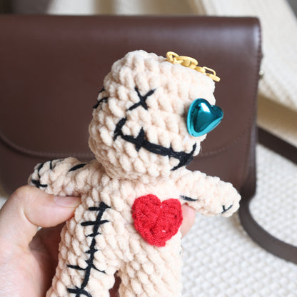 Exclusive Handmade Voodoo Doll Bag Charm, Plush Keychain Tote Bag Accessory