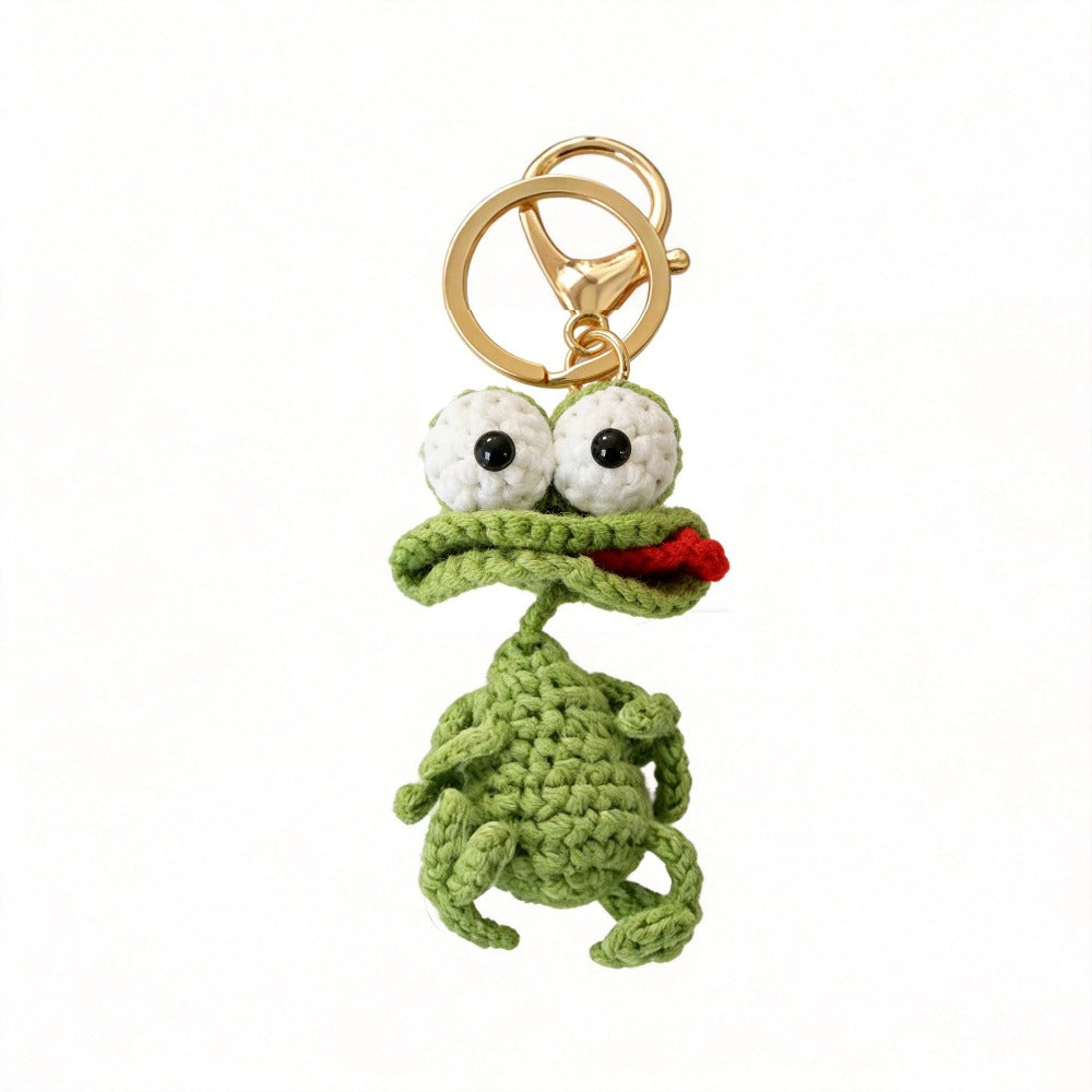 🦆 Handmade Crochet Green Ugly Duckling Keychain