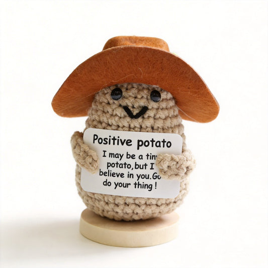 🥔 Handmade Crochet Cowboy Positive Potato Desk Buddy