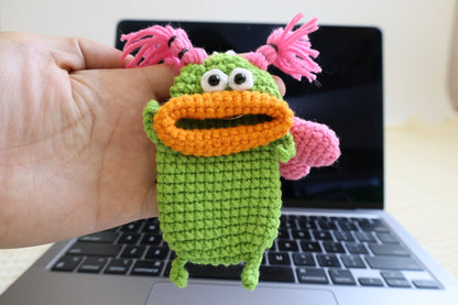 Crochet Green Monster Car Key Bag - image 2
