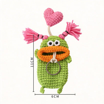 Crochet Green Monster Car Key Bag - image 3