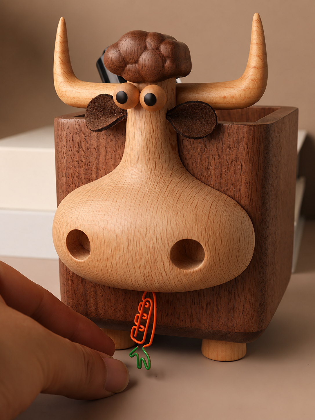 Desktop Storage Gift Calf Pen Holder