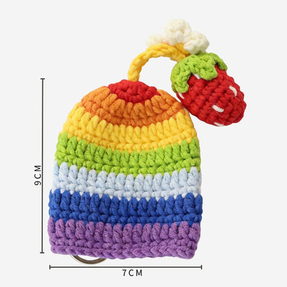 Crochet Rainbow Hat Key Cover - image 5